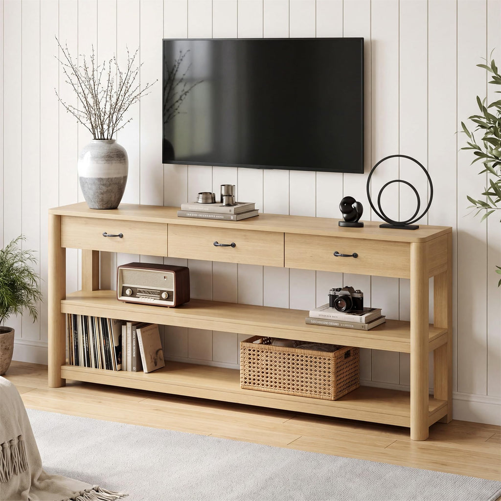 Oak Console Table with Storage Drawers W307031