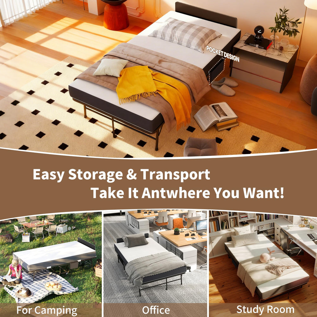 Folding Bed with Mattress & Headboard F772532