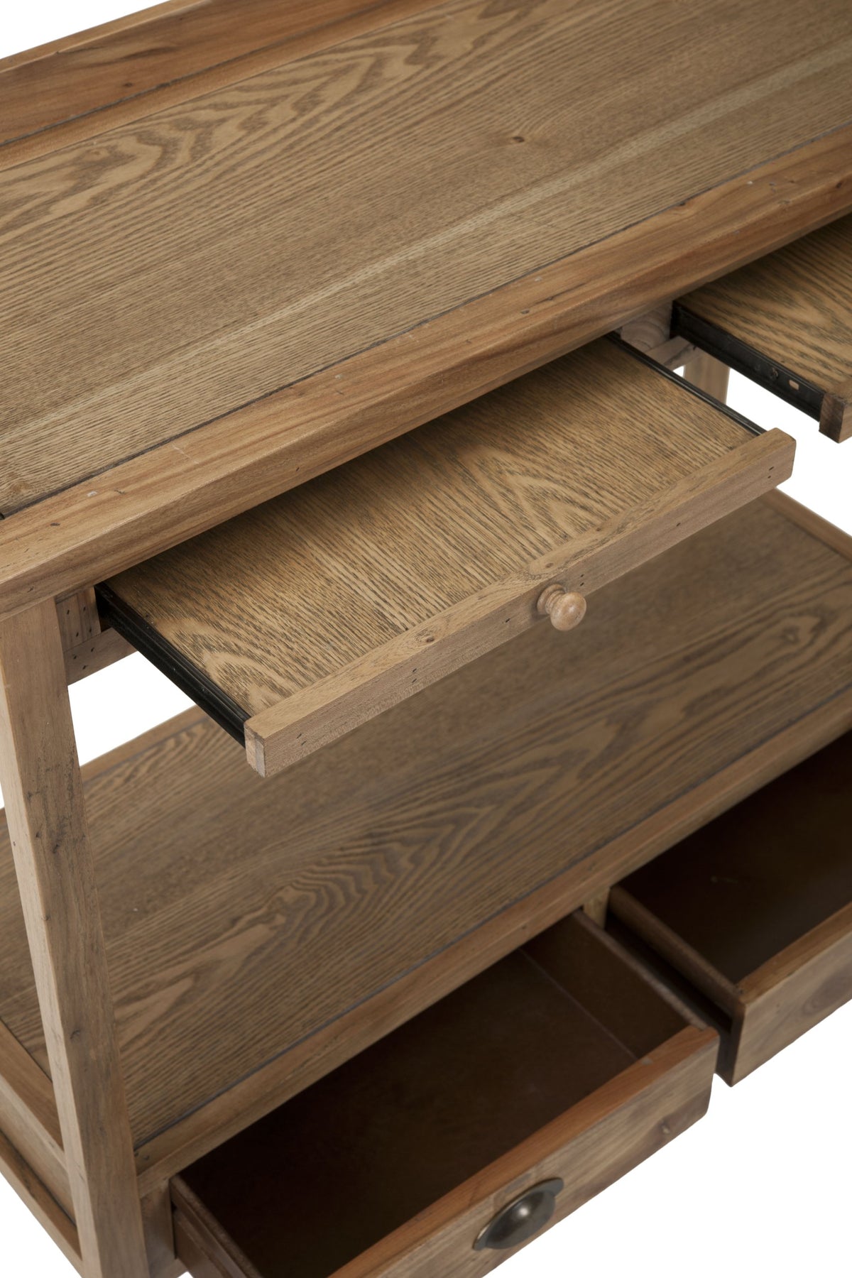 Weathered Oak Console Table with Drawers & Shelf J91147