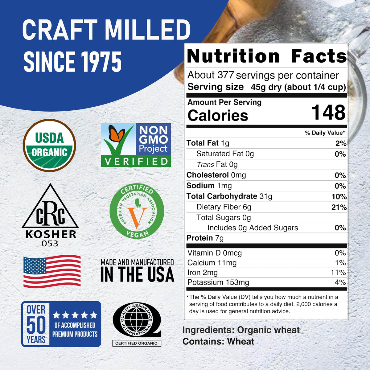 Organic Hard Red Spring Wheat Berries, 25 lb N3028
