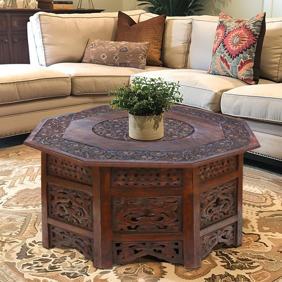 Solid Wood Folding Octagon Coffee Table K407