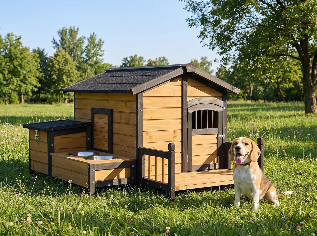 Large Wooden 2-Tier Rabbit Cage with Waterproof Roof S96029